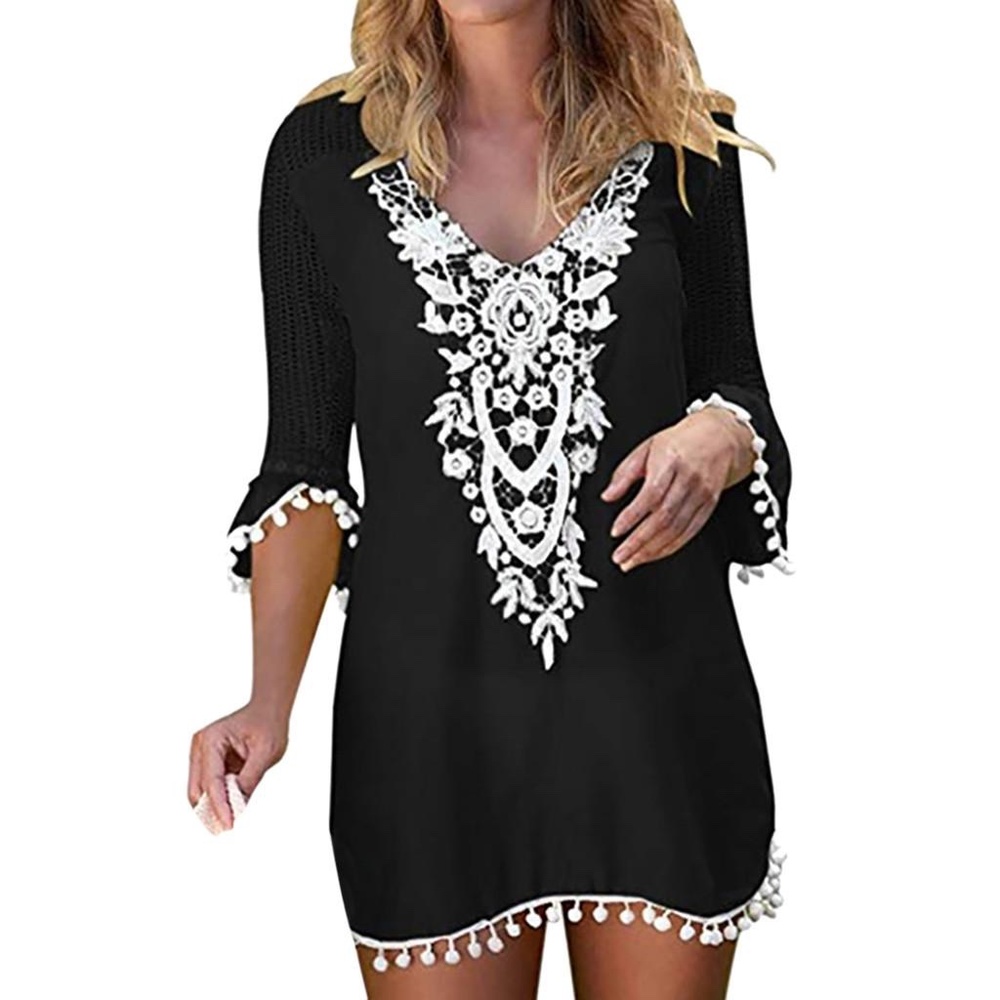 🦌 3/$20 Ornate Pom-Pom Crochet Swim Cover NWOT